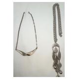 2 Unique Silver-tone Fashion Necklaces