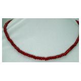 Sterling Silver Red Jade Faceted Necklace