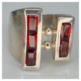 Sterling Silver Garnet (?) Ring