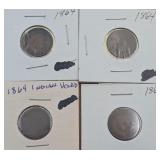 4-1864 Indian Head Pennies