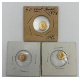 1854, 1856 & 1858 California Gold 1/2 Token Repl.