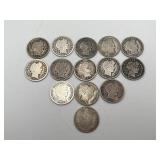 14 Barber Silver Dimes 90% Silver