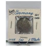 RARE 1955-G Germany 1 Mark Coin
