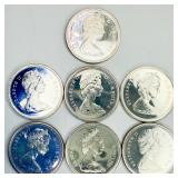 7 1965 Canada 25 Cents Silver Proof Coins