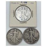 3 Walking Liberty Silver Half Dollars 90% Silver