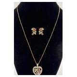 925 w/Gold Overlay Natural Gemstone Jewelry Set