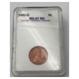 1952-D Lincoln Wheat Penny GGC MS67RD
