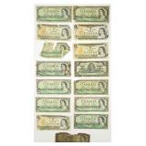 15 VTG Canada $1 Bills