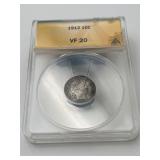 1912 Barber Dime ANACS-VF20
