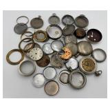 Large Lot of Antique & Vtg. Pocket Watch Parts