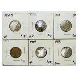 6 Buffalo Nickels