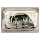 2007 Congrats. 24th Anniv. .999 Fine Silver Bar