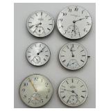 6 Antique & Vtg. Elgin Pocket Watch Movements