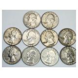 10 1964 Washington Quarters 90% Silver
