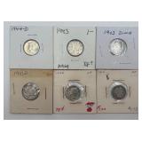 6- 90% Silver Dimes