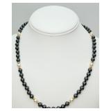 14KT Gold Beaded Hematite, Pearl Necklace