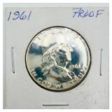 1961 Franklin Half Dollar Proof Coin 90% Silver