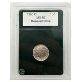 Graded 1956-D Roosevelt Silver Dime, MS65