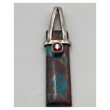 Sterling Silver Turquoise & Garnet Pendant