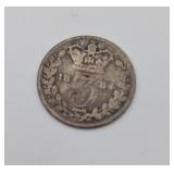 1884 UK 92.5% Three Pence Coin
