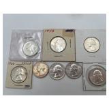 8 Washington Quarters 90% Silver