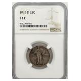 Graded 1919-D Standing Liberty Quarter, NGC F12