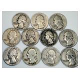 11 Washington Quarters 90% Silver