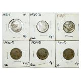 6 Buffalo Nickels