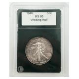 Graded 1946 Walking Liberty Half Dollar, MS66