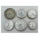 6 Elgin Antique & Vtg Pocket Watch Movements