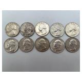 10-1964 Washington Quarters 90% Silver