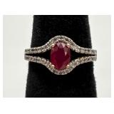 10k Yellow Gold Ruby & Diamond Ring