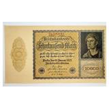 9 Authentic German 1922 10,000 Mark Bank Notes