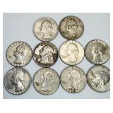 10 1964 Washington Quarters 90% Silver
