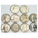 10 1964 Washington Quarters 90% Silver