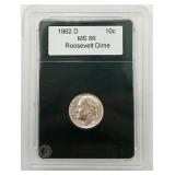 Graded 1962-D Roosevelt Silver Dime, MS66