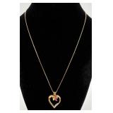 925 w/Gold Overlay Ruby & Diamond Necklace