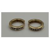 10K Gold Diamond Hoop Earrings