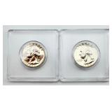 2 1958 Washington Quarter Proof Coins 90% Silver