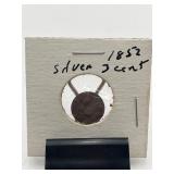 1852 3 Cent Silver Trime Coin 75% Silver