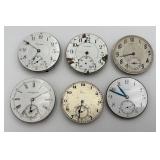 6 Antique & Vtg. 17 Jewel Pocket Watch Movements