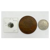 Vintage Roman Coin, Bronze Medal & $1 Gaming Token
