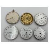 6 Antique & Vtg 15 Jewel Pocket Watch Movements