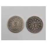 2-1868 Shield Nickels