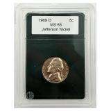 Graded 1969-D Jefferson Nickel, MS65