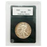 Graded 1942 Walking Liberty Half Dollar, MS65