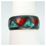 VTG Zuni 925 Turquoise & Coral Ring