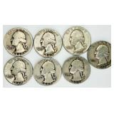 7 1940 Washington Quarters 90% Silver