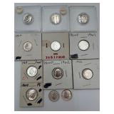 12 Eisenhower Dimes Proof & About Uncirculated