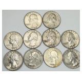 10 1964 Washington Quarters 90% Silver